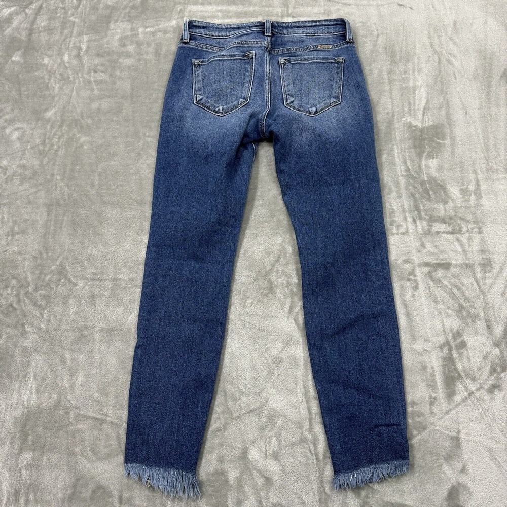 KanCan Jeans Womens 27 Blue Ankle Stretch Medium Wash‎ Denim Frayed Logo Pockets - Picture 2 of 7